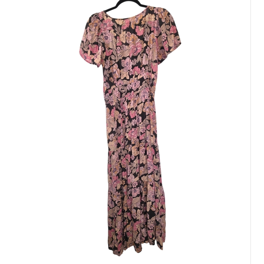 Natural Life Bella Floral Maxi Dress Tiered Ruffle Pink Floral Size Small - Picture 3 of 10